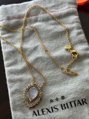Alexis Bittar Gold Chain Necklace with Teardrop Pendant